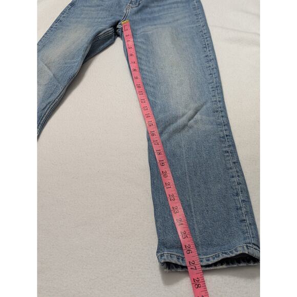 Reformation Jeans Womens Sz 26 Liza Distressed Straight Leg Crop High‎ Rise Blue - Picture 9 of 10